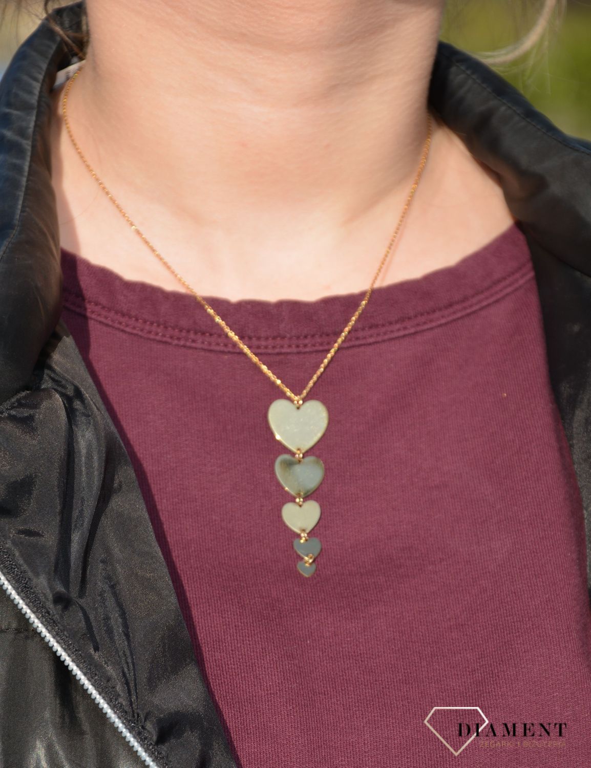 Naszyjnik srebrny pozłacane serca Dall'Aqcua C RM 21297.jpg